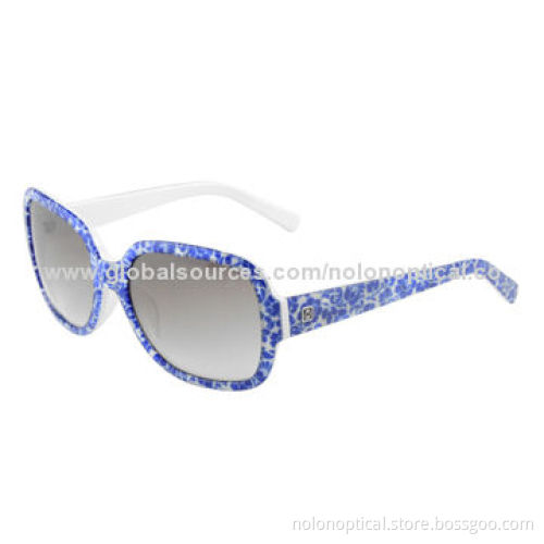 New style acetate sunglasses with blue and white porcelain, 100% UVB/UVA protection lens